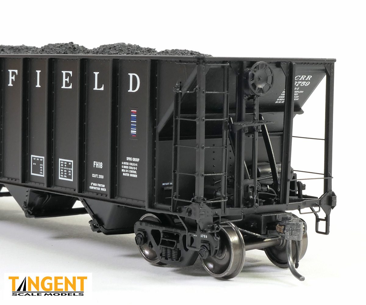 Tangent Scale Models HO 32010-21 Bethlehem Steel 3350CuFt Quad Coal Hopper Clinchfield 'FH18 Delivery Black 1974' CRR #56957