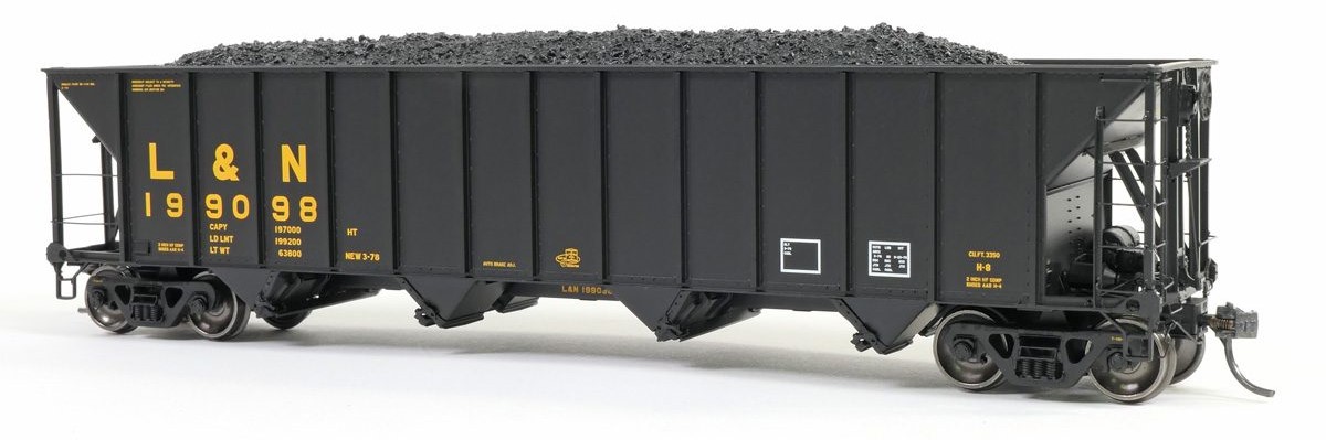 Tangent Scale Models HO 32011-02 Bethlehem Steel 3350CuFt Quad Coal Hopper Louisville & Nashville 'Delivery Black 1978' L&N #198817
