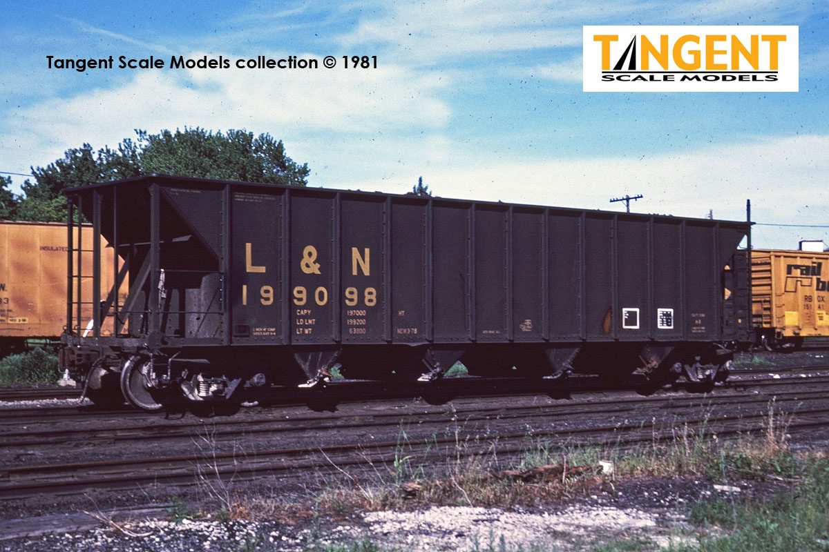 Tangent Scale Models HO 32011-07 Bethlehem Steel 3350CuFt Quad Coal Hopper Louisville & Nashville 'Delivery Black 1978' L&N #198868