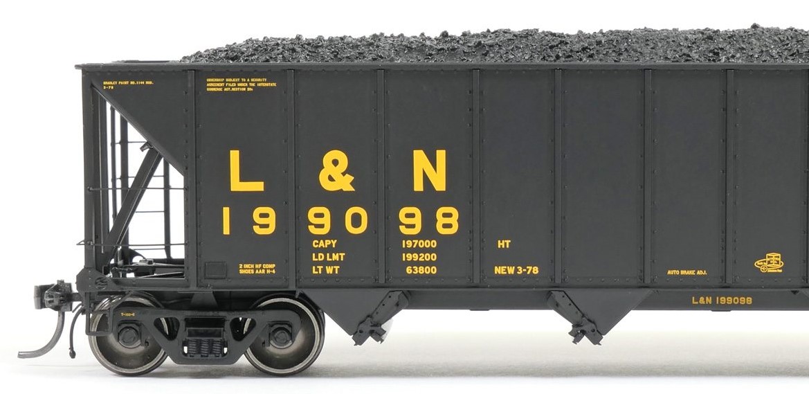 Tangent Scale Models HO 32011-14 Bethlehem Steel 3350CuFt Quad Coal Hopper Louisville & Nashville 'Delivery Black 1978' L&N #199108