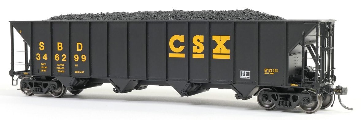 Tangent Scale Models HO 32012-06 Bethlehem Steel 3350CuFt Quad Coal Hopper Seaboard System/CSXT 'Black Repaint 1987+' SBD #345943