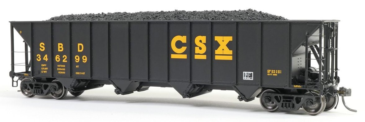 Tangent Scale Models HO 32012-11 Bethlehem Steel 3350CuFt Quad Coal Hopper Seaboard System/CSXT 'Black Repaint 1987+' SBD #346089
