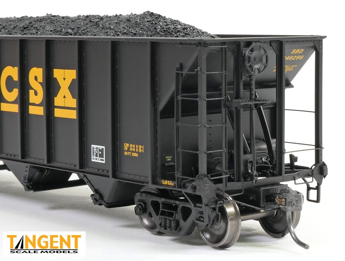 Tangent Scale Models HO 32012-13 Bethlehem Steel 3350CuFt Quad Coal Hopper Seaboard System/CSXT 'Black Repaint 1987+' SBD #346142