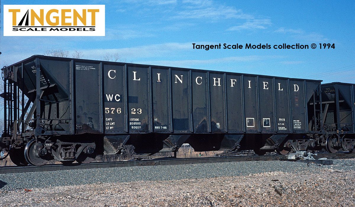 Tangent Scale Models HO 32013-02 Bethlehem Steel 3350CuFt Quad Coal Hopper Wisconsin Central 'Ex-CRR FH19 Patch 1992+ V1' WC #57613