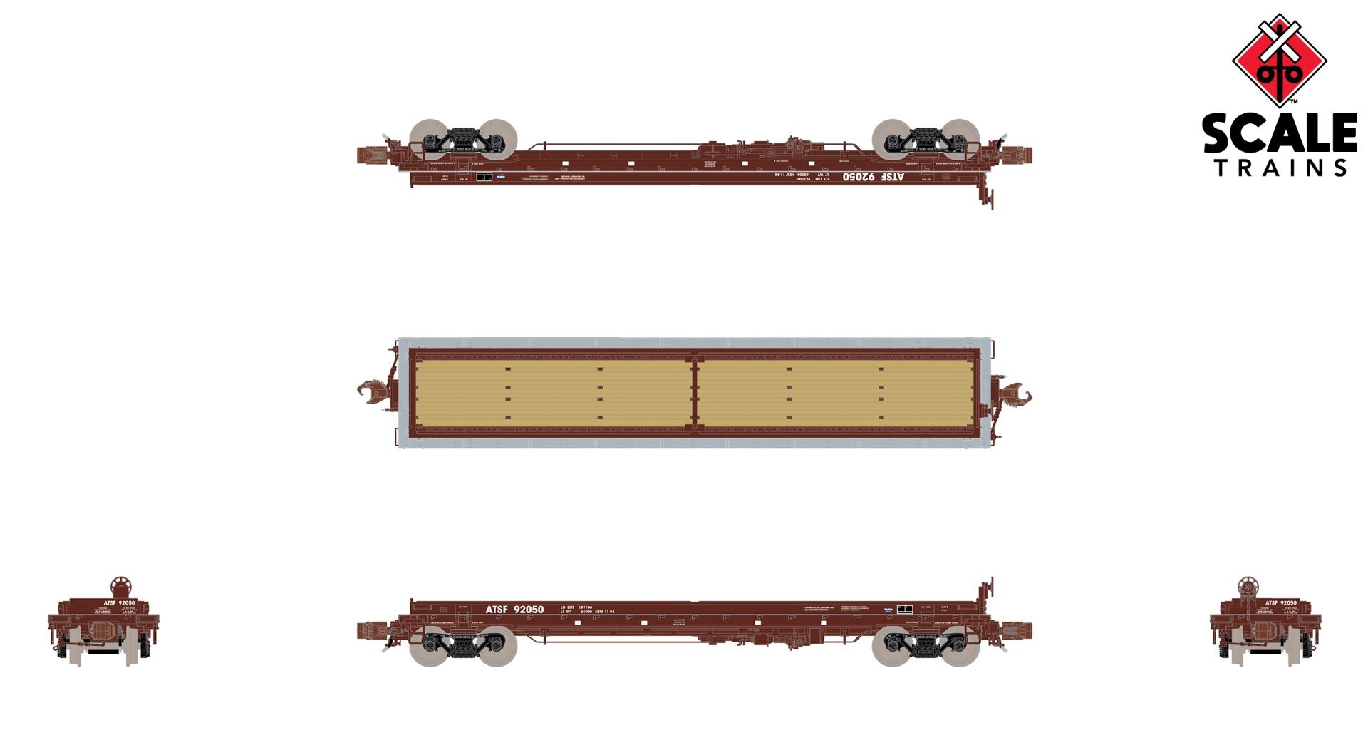 ScaleTrains Rivet Counter N SXT38636 Thrall 48' 2-Hood Coil Steel Car Santa Fe ATSF #92095