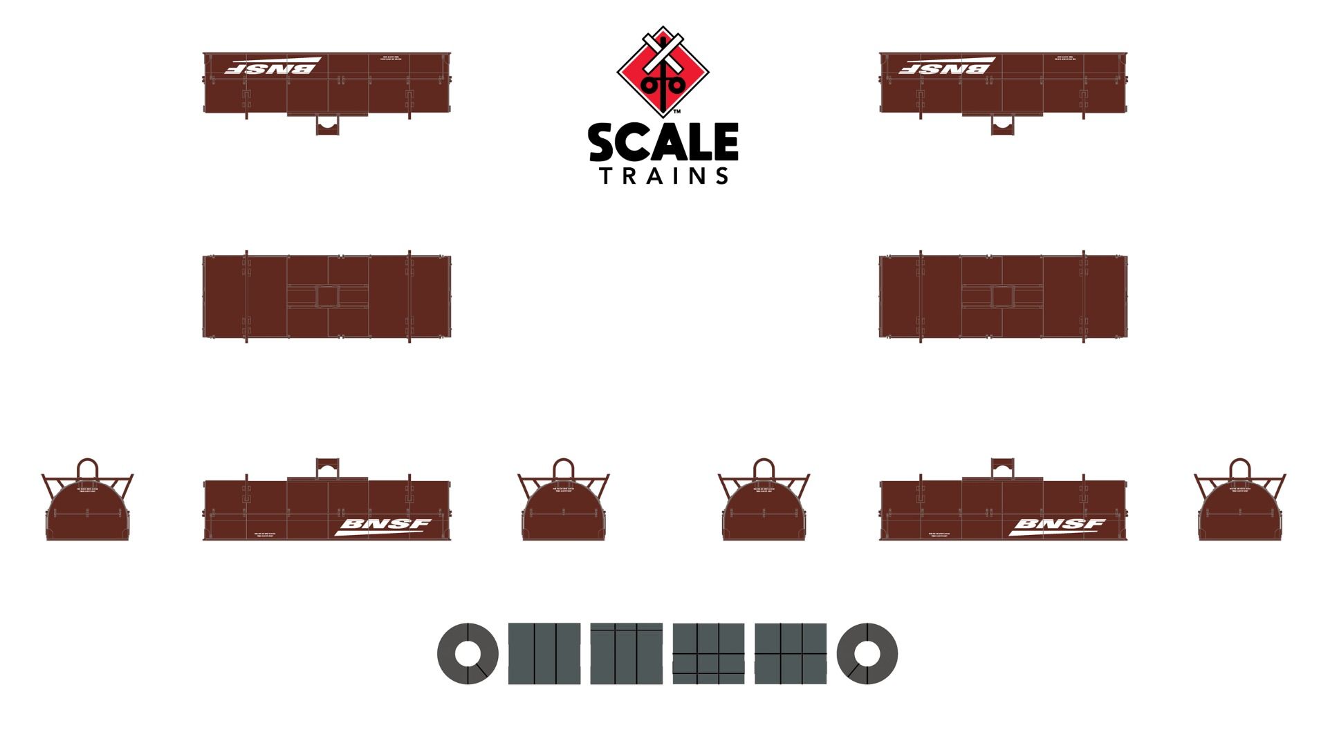 ScaleTrains Rivet Counter N SXT38639 Thrall 48' 2-Hood Coil Steel Car BNSF 'Wedge' BNSF #534110