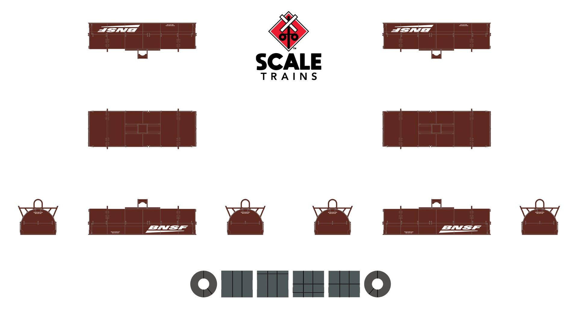ScaleTrains Rivet Counter N SXT38640 Thrall 48' 2-Hood Coil Steel Car BNSF 'Wedge' BNSF #534122