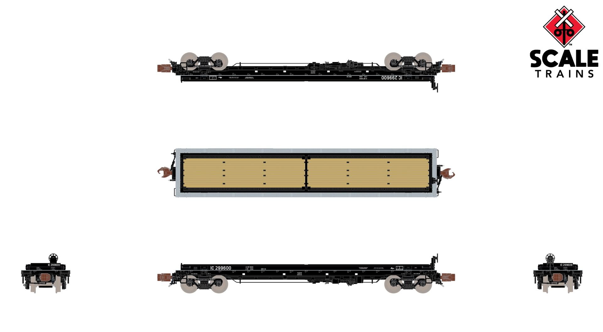 ScaleTrains Rivet Counter N SXT38652 Thrall 48' 2-Hood Coil Steel Car Illinois Central IC #299615