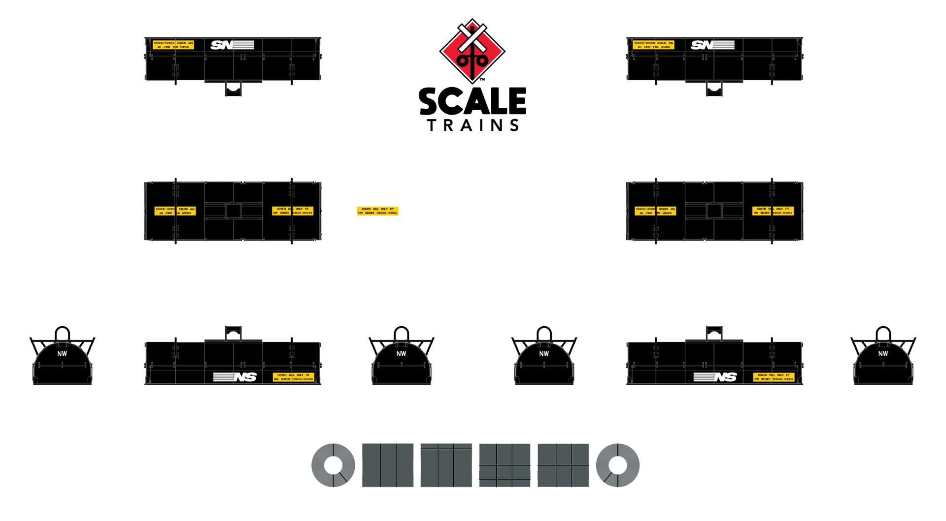 ScaleTrains Rivet Counter N SXT38660 Thrall 48' 2-Hood Coil Steel Car  Norfolk & Western 'NS Black Hoods' NW #169672