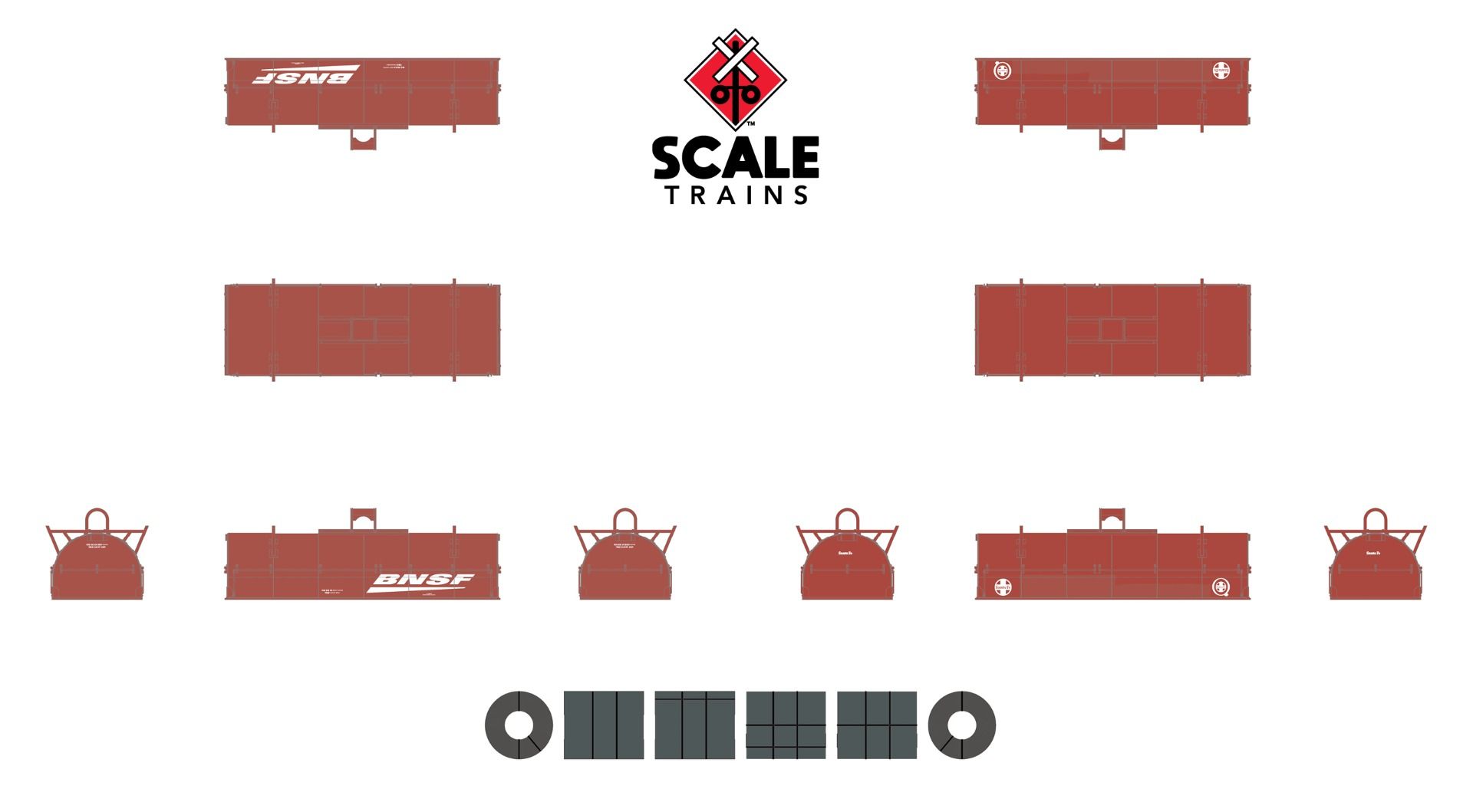 ScaleTrains Rivet Counter N SXT38668 Thrall 48' 2-Hood Coil Steel Car BNSF 'ATSF/BNSF Mismatched Hoods' BNSF #534140