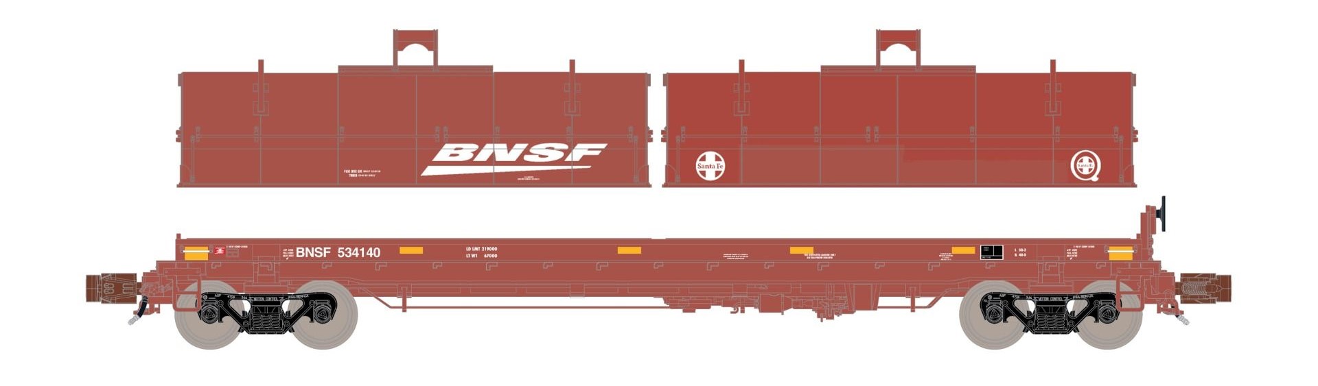 ScaleTrains Rivet Counter N SXT38668 Thrall 48' 2-Hood Coil Steel Car BNSF 'ATSF/BNSF Mismatched Hoods' BNSF #534140
