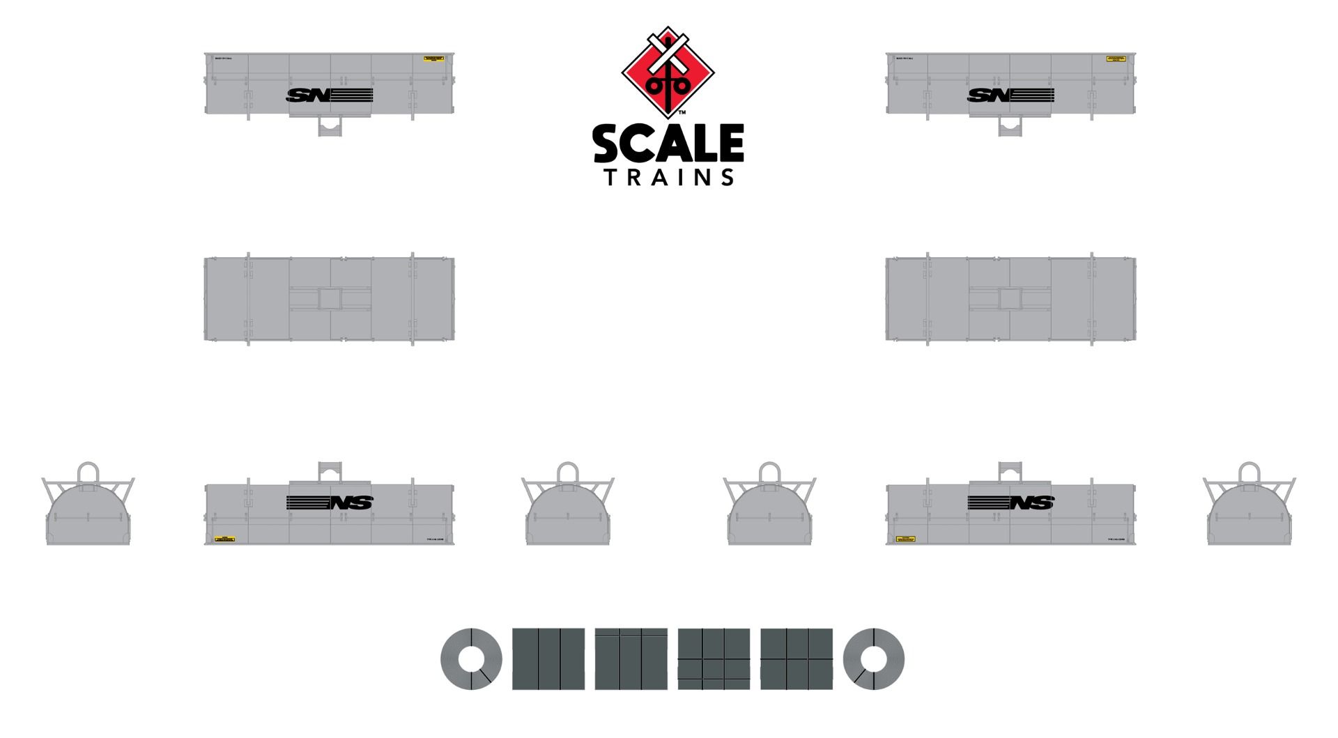 ScaleTrains Rivet Counter N SXT38670 Thrall 48' 2-Hood Coil Steel Car Norfolk & Western 'NS Gray Hoods' NW #169647
