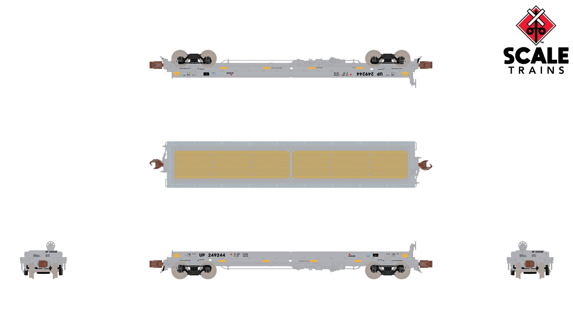 ScaleTrains Rivet Counter N SXT38672 Thrall 48' 2-Hood Coil Steel Car Union Pacific w/UP & NS Mismatched Hoods UP #249244