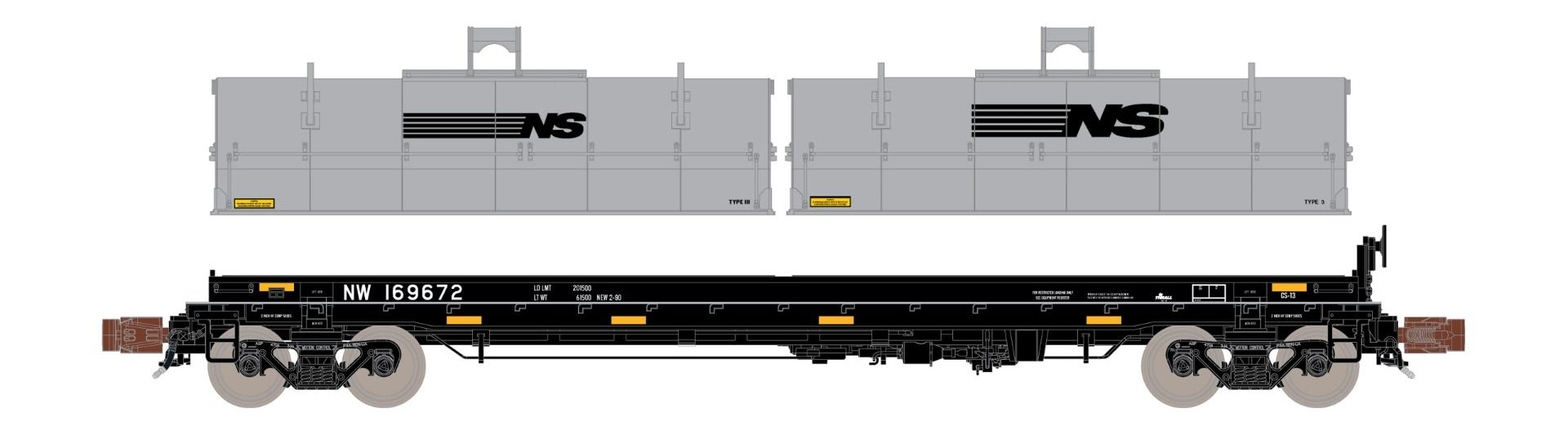 ScaleTrains Rivet Counter N SXT38671 Thrall 48' 2-Hood Coil Steel Car Norfolk & Western w/NS Mismatched Gray Hoods NW #169672
