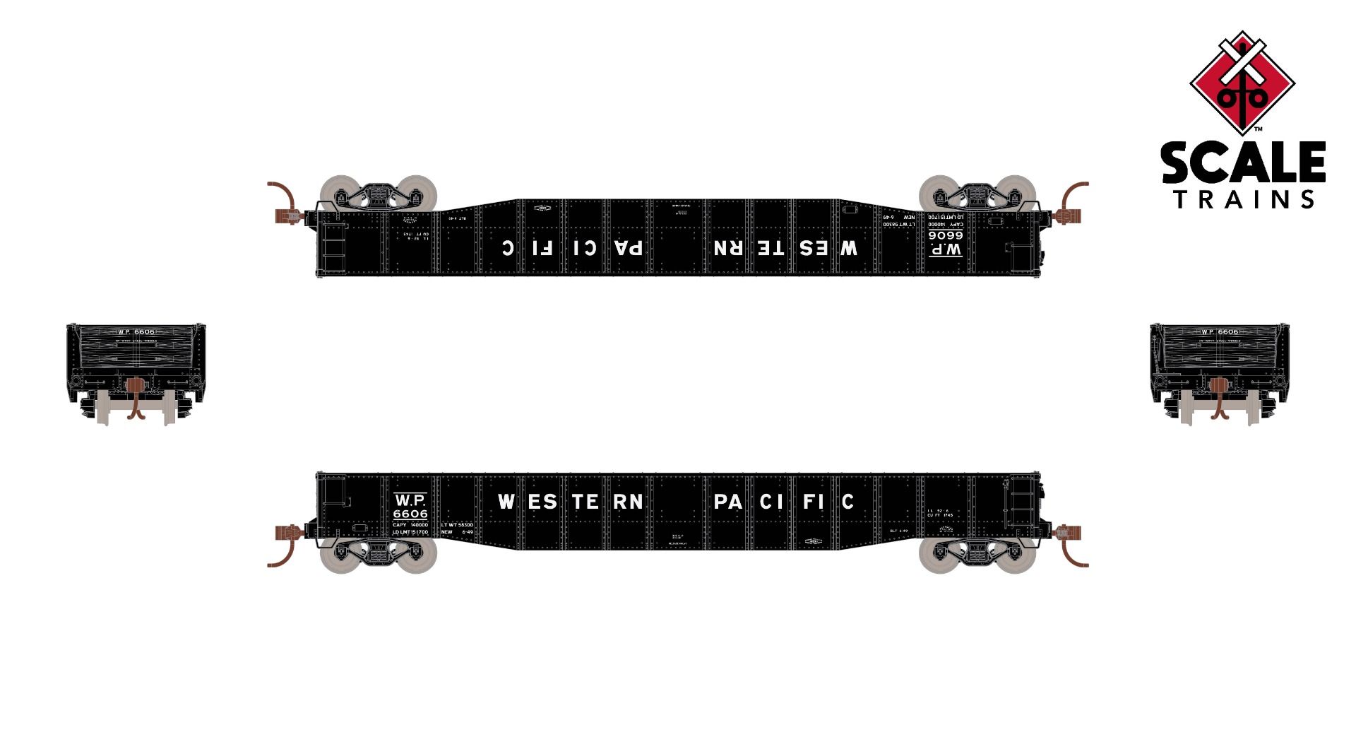 ScaleTrains Kit Classics HO SXT1198 52’ 6” 70-Ton Mill Gondola Western Pacific WP #6647