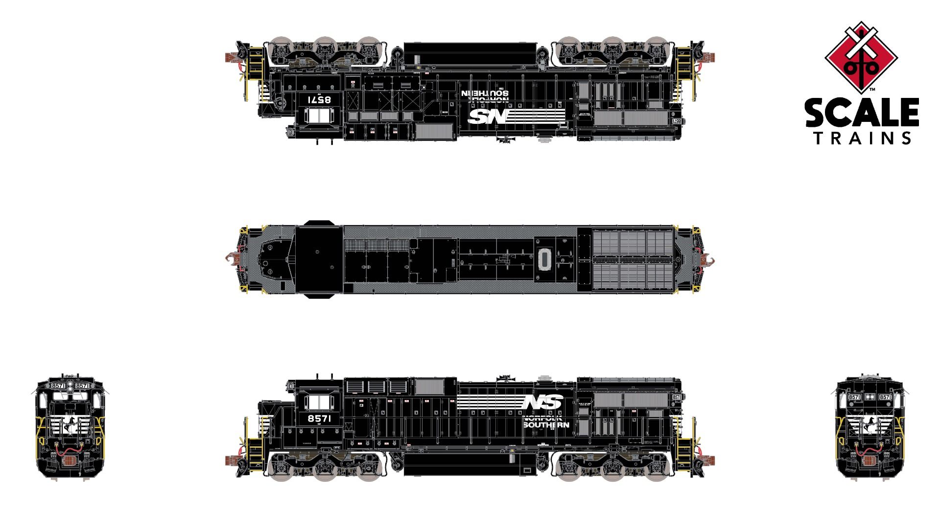 ScaleTrains Rivet Counter N SXT39160 DCC Ready GE C39-8 Locomotive Phase II Norfolk Southern 'As Built' NS #8571