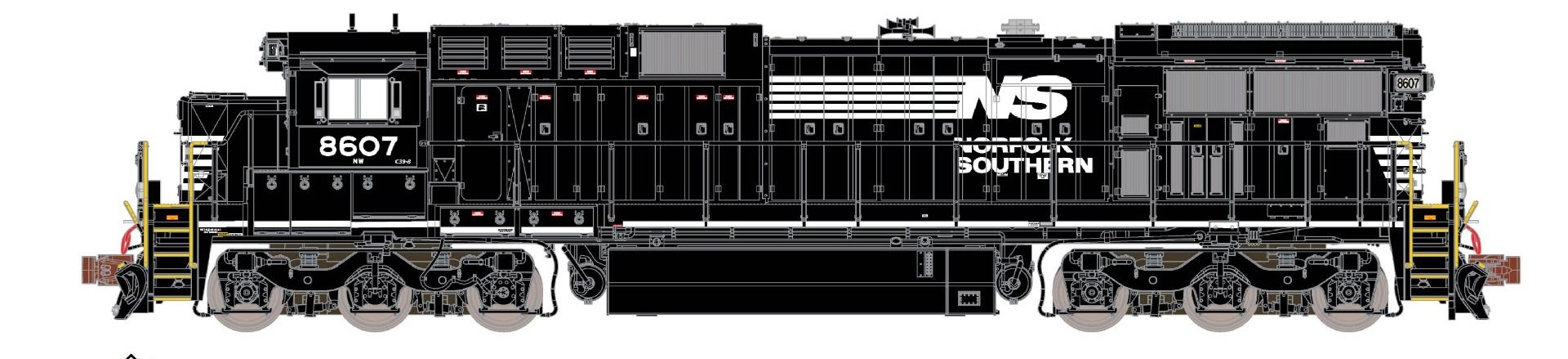 ScaleTrains Rivet Counter N SXT39163 DCC/ESU Loksound 5 Equipped GE C39-8 Locomotive Phase II Norfolk Southern w/ Ditch Lights NS #8584