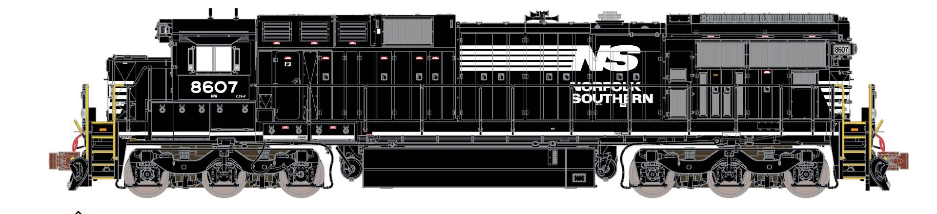 ScaleTrains Rivet Counter N SXT39164 DCC Ready GE C39-8 Locomotive Phase II Norfolk Southern w/ Ditch Lights NS #8584