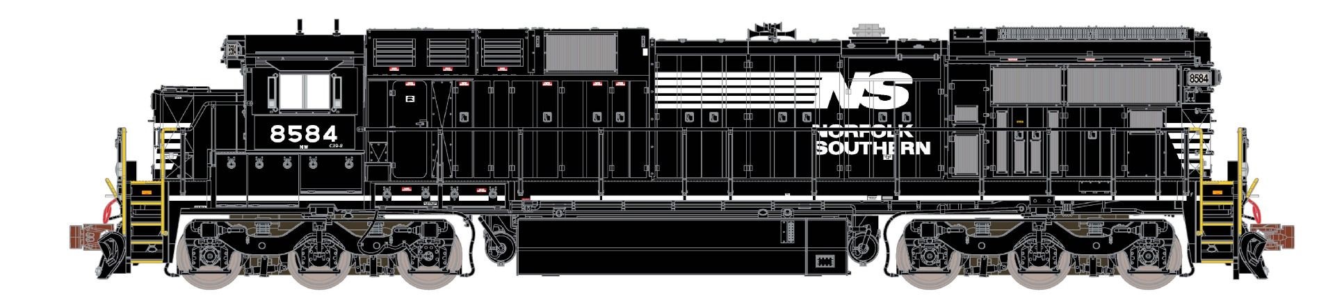 ScaleTrains Rivet Counter N SXT39166 DCC Ready GE C39-8 Locomotive Phase II Norfolk Southern w/ Ditch Lights NS #8607