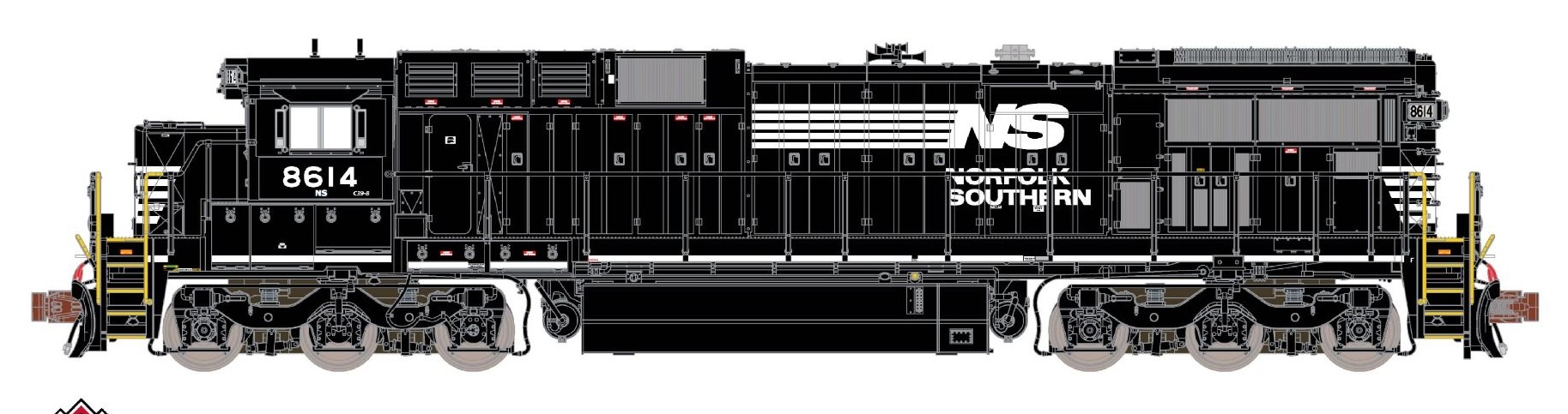 ScaleTrains Rivet Counter N SXT39172 DCC Ready GE C39-8 Locomotive Phase III Norfolk Southern w/Ditch Lights NS #8614