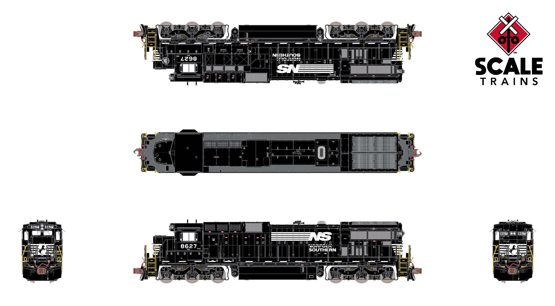 ScaleTrains Rivet Counter N SXT39172 DCC Ready GE C39-8 Locomotive Phase III Norfolk Southern w/Ditch Lights NS #8614