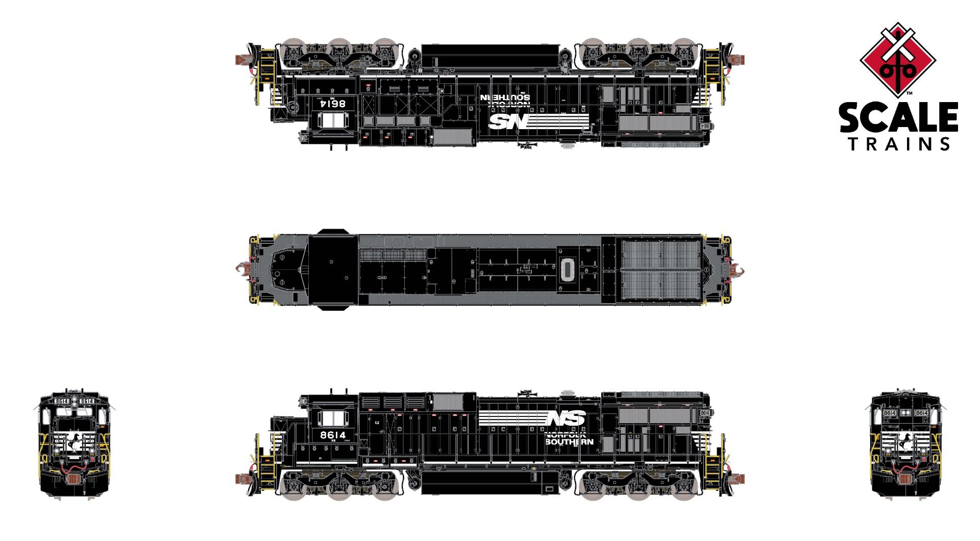 ScaleTrains Rivet Counter N SXT39173 DCC/ESU Loksound 5 Equipped GE C39-8 Locomotive Phase III Norfolk Southern w/Ditch Lights NS #8627