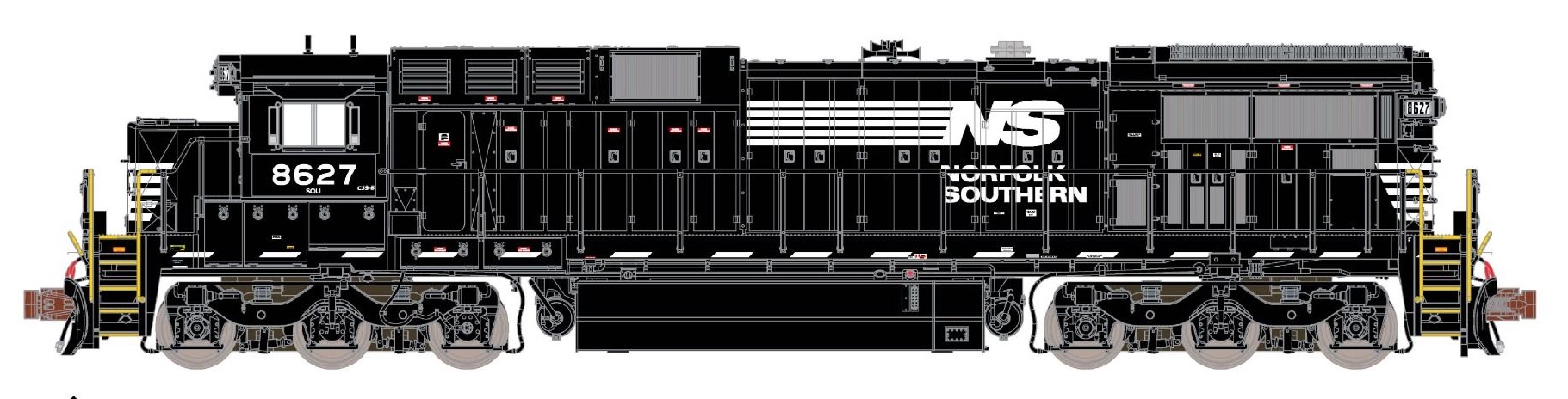 ScaleTrains Rivet Counter N SXT39174 DCC Ready GE C39-8 Locomotive Phase III Norfolk Southern w/Ditch Lights NS #8627