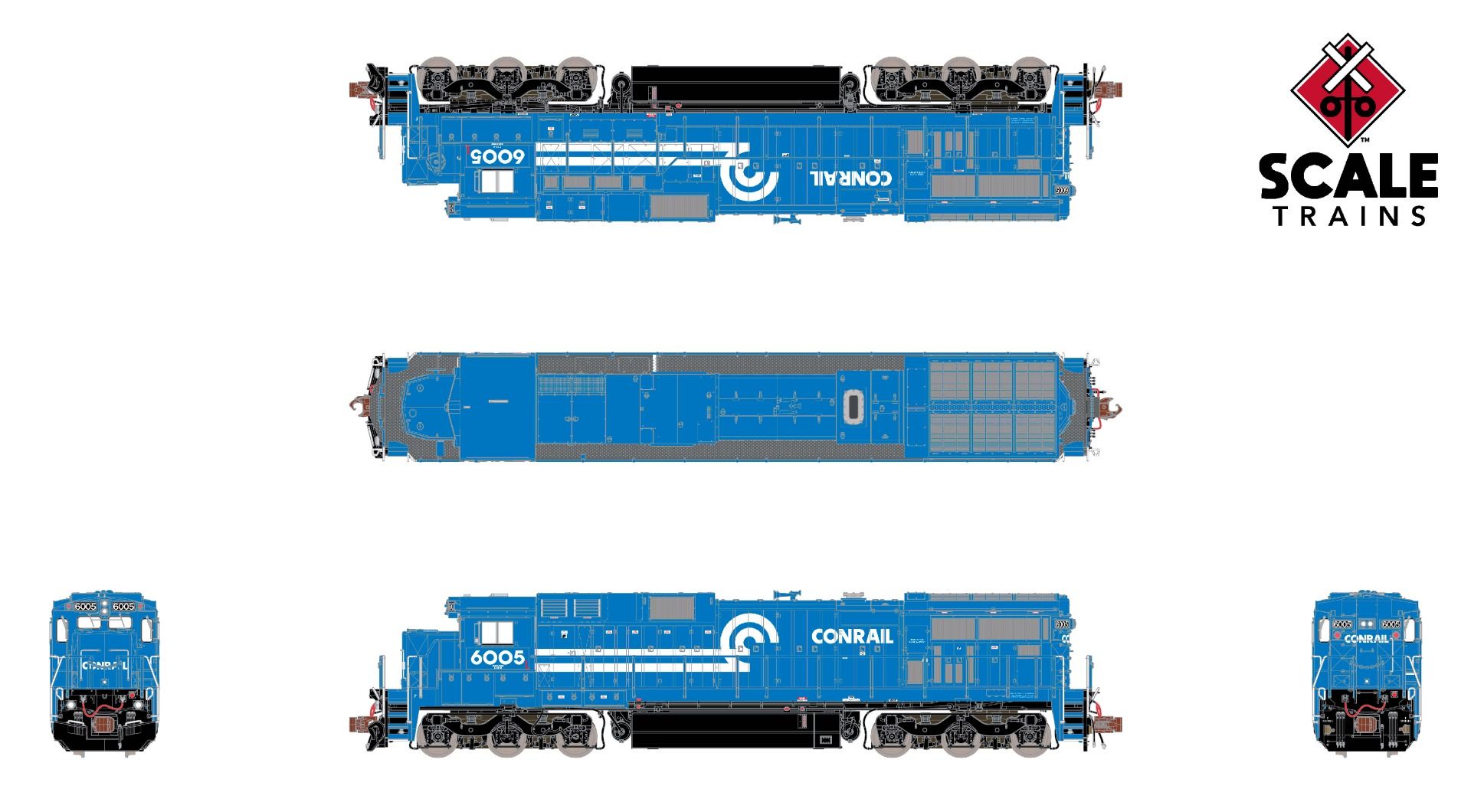 ScaleTrains Rivet Counter N SXT39181 DCC/ESU Loksound 5 Equipped GE C39-8 Locomotive Phase III Conrail w/Ditch Lights CR #6003