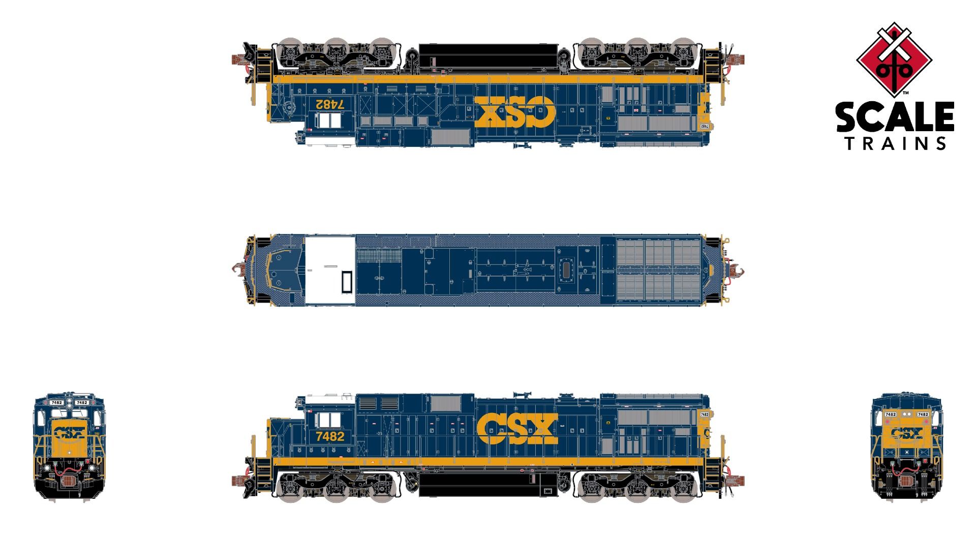 ScaleTrains Rivet Counter N SXT39189 DCC/ESU Loksound 5 Equipped GE C39-8 Locomotive Phase III CSX 'YN3' CSX #7483