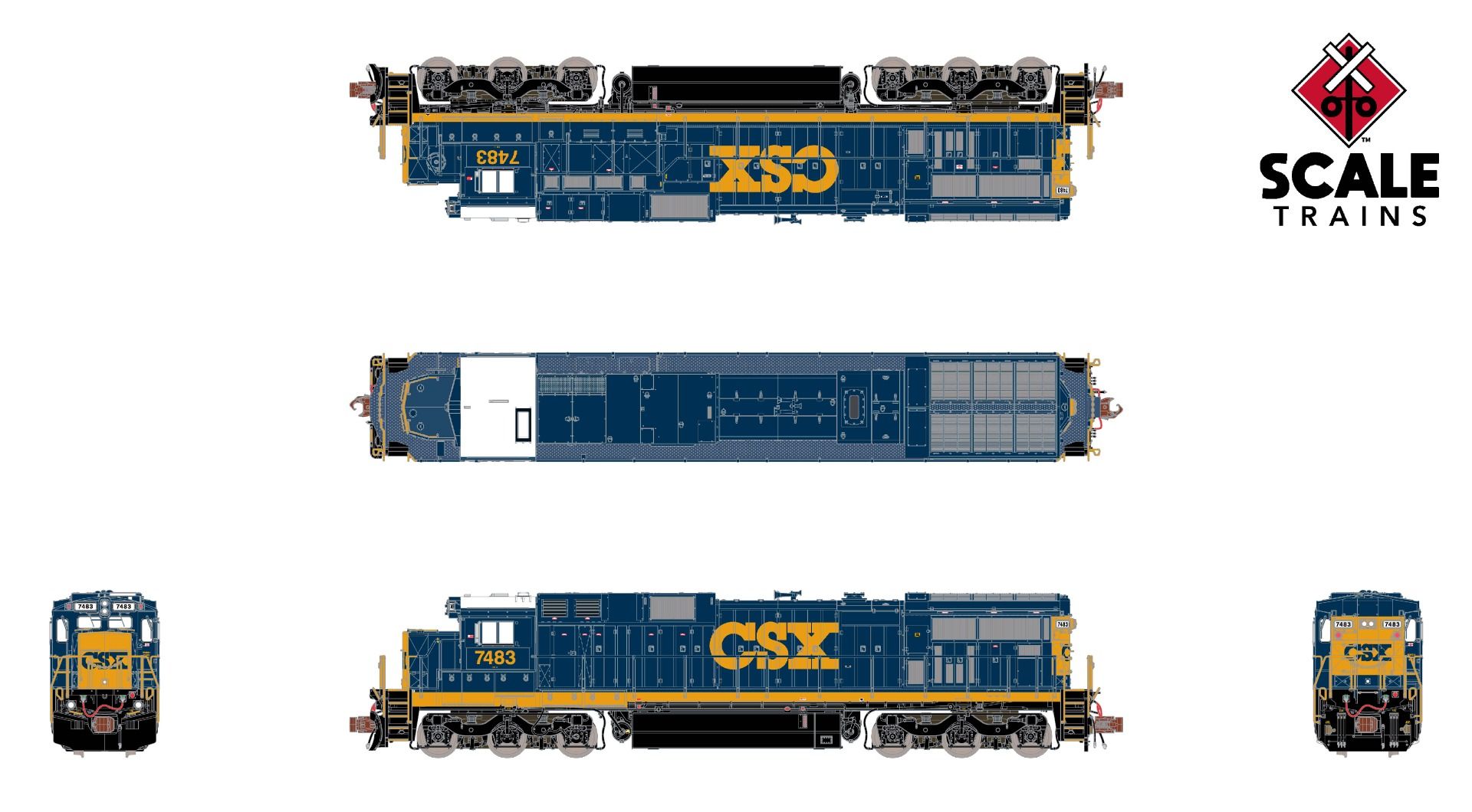 ScaleTrains Rivet Counter N SXT39189 DCC/ESU Loksound 5 Equipped GE C39-8 Locomotive Phase III CSX 'YN3' CSX #7483