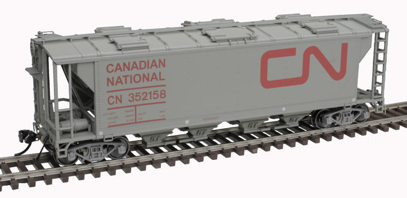 Atlas Master HO 20007156 Slab-Side Covered Hopper Canadian National 6 hatch 'Noodle Logo' CN #352043