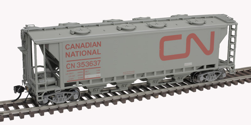 Atlas Master HO 20007163 Slab-Side Covered Hopper Canadian National 8 hatch 'Noodle Logo' CN #353637