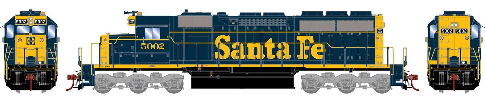 Athearn HO ATH87224 DCC Ready EMD SD40 Locomotive Santa Fe ATSF #5002