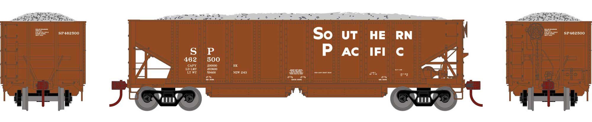 Athearn HO ATH7645 40' Ribbed 3-Bay Ballast Hopper Southern Pacific SP #462500