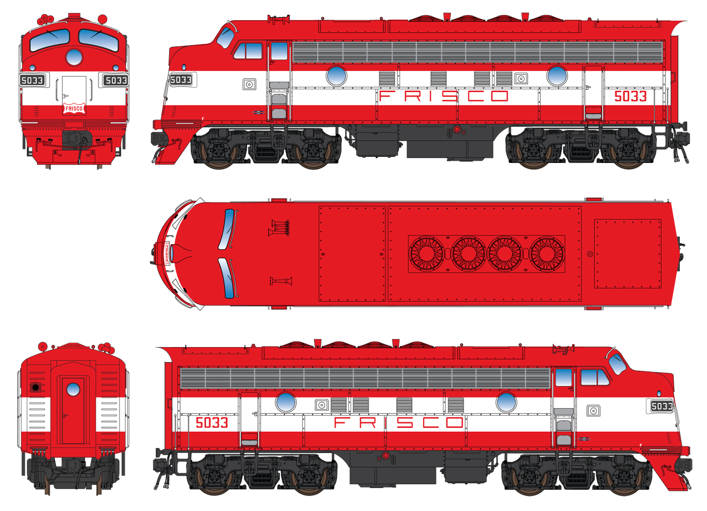 Intermountain N 69264-04 DCC Ready EMD F7A Locomotive Frisco 'Orange & White' #5033