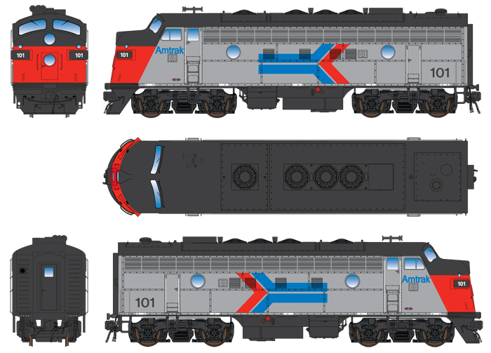 Intermountain N 69234S-02 DCC/ESU LokSound 5 Equipped EMD F7A Locomotive Amtrak AMTK #101