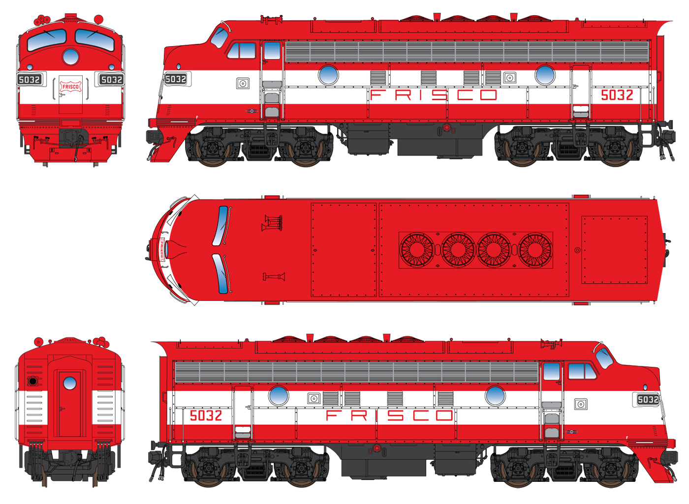 Intermountain N 69264S-03 DCC/ESU LokSound 5 Equipped EMD F7A Locomotive Frisco 'Orange & White' #5032