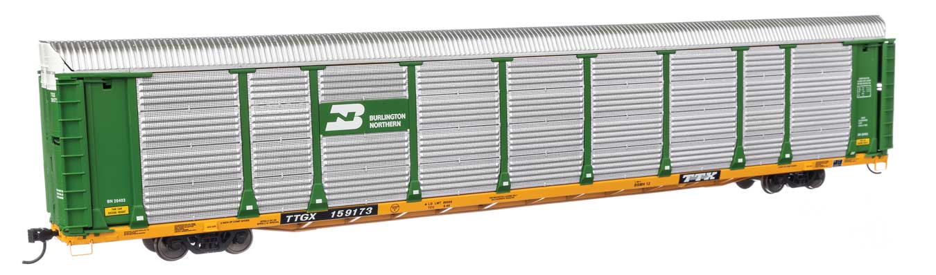 WalthersProto HO 920-101502 89' Thrall Bi-Level Auto Carrier Burlington Northern TTGX #159173