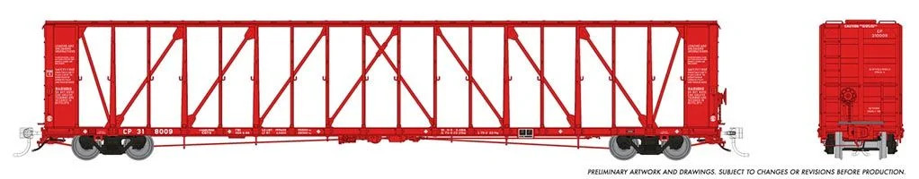 Rapido Trains Inc HO 174004A NSC 73' Centerbeam Flatcar CP Rail Red CP - Single Car