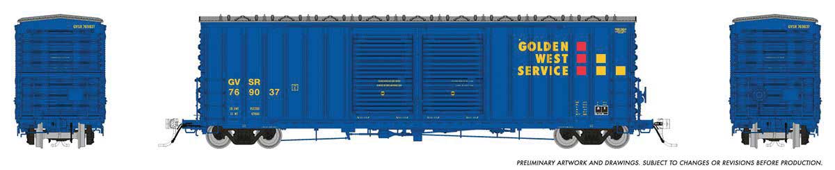 Rapido Trains Inc HO 170006A Pacific Car & Foundry PCF B70 Boxcar Golden West Service GVSR Set #1 - Single Car