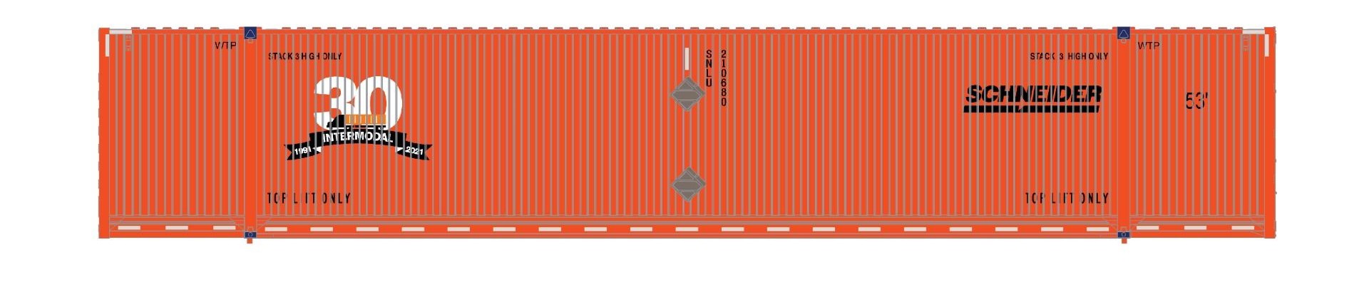 ScaleTrains Operator N SXT11677 CIMC 53' Corrugated Dry Container Schneider '30th Anniversary' SNLU #210680