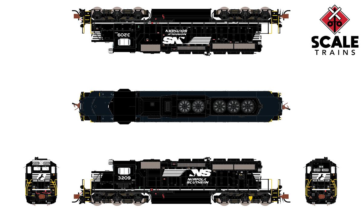 ScaleTrains Rivet Counter N SXT33772 DCC Ready EMD SD40-2 Locomotive Norfolk Southern 'Admiral Cab' NS #3209