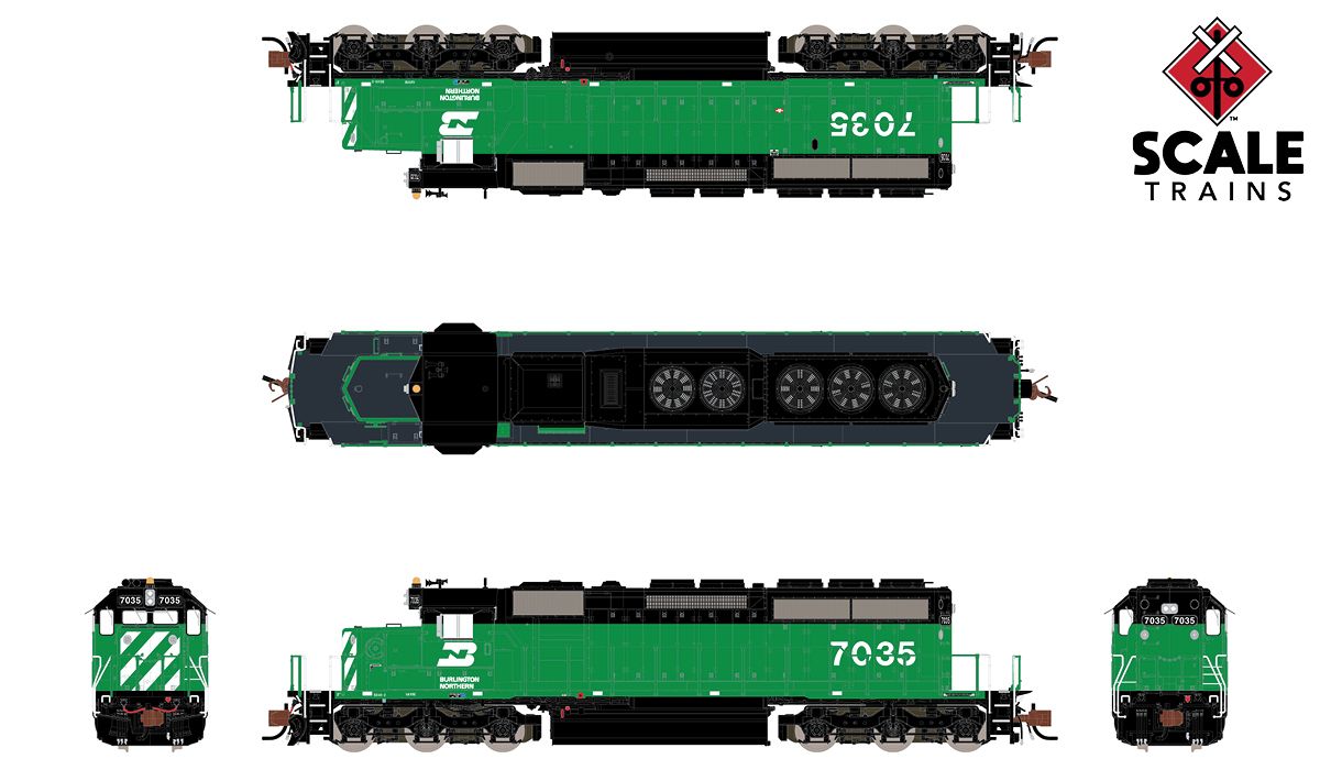 ScaleTrains Rivet Counter N SXT33784 DCC Ready EMD SD40-2 Locomotive Burlington Northern BN #7035