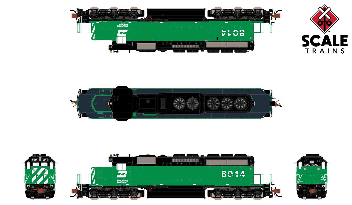 ScaleTrains Rivet Counter N SXT33791 DCC/ESU LokSound V5 Equipped EMD SD40-2 Locomotive Burlington Northern BN #8019