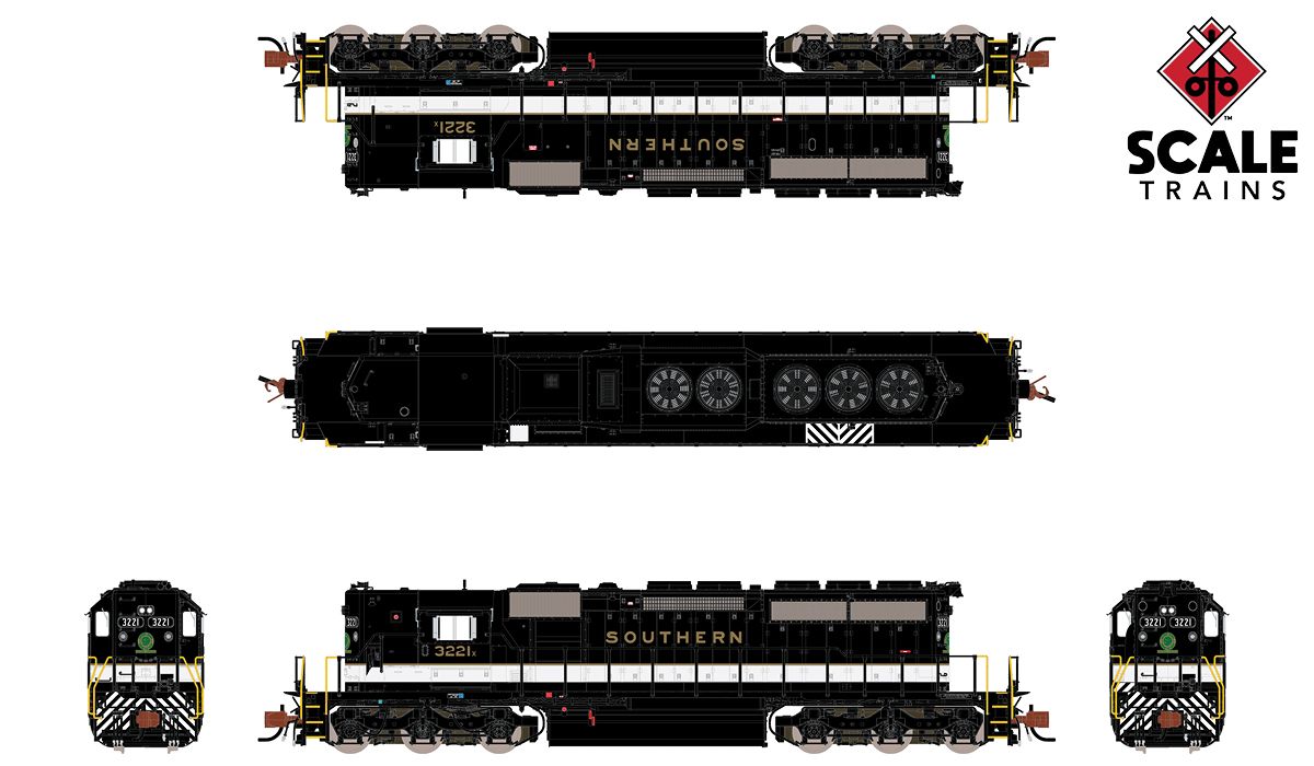 ScaleTrains Rivet Counter N SXT33809 DCC/ESU LokSound V5 Equipped EMD SD40-2 Locomotive Southern High Hood 'Gold Lettering' SOU #3224J