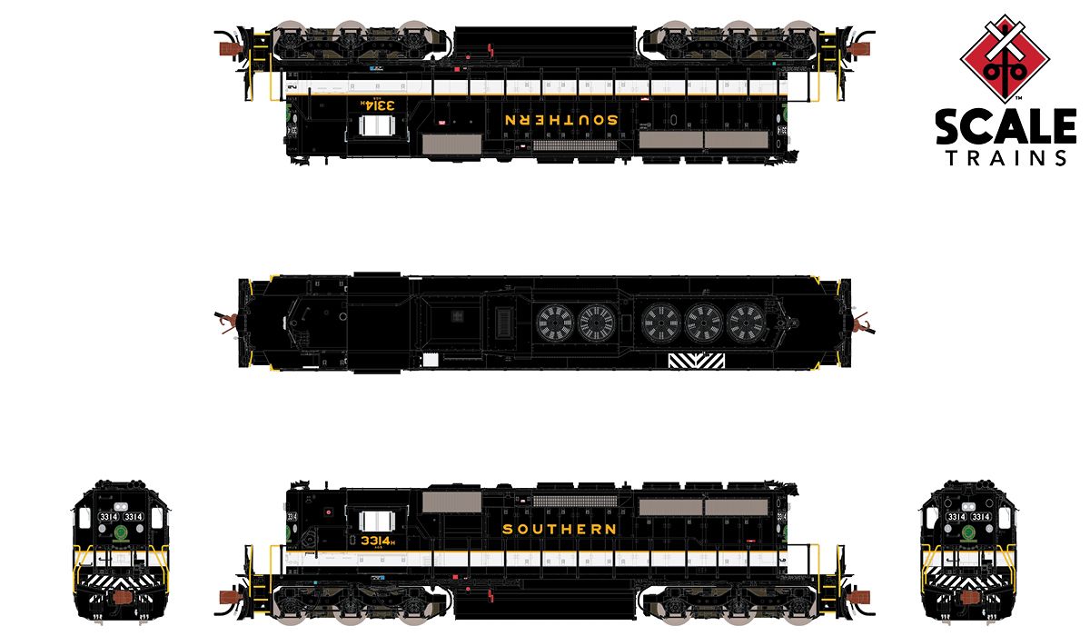 ScaleTrains Rivet Counter N SXT33814 DCC Ready EMD SD40-2 Locomotive Southern High Hood 'Dulux Lettering' SOU #3314H