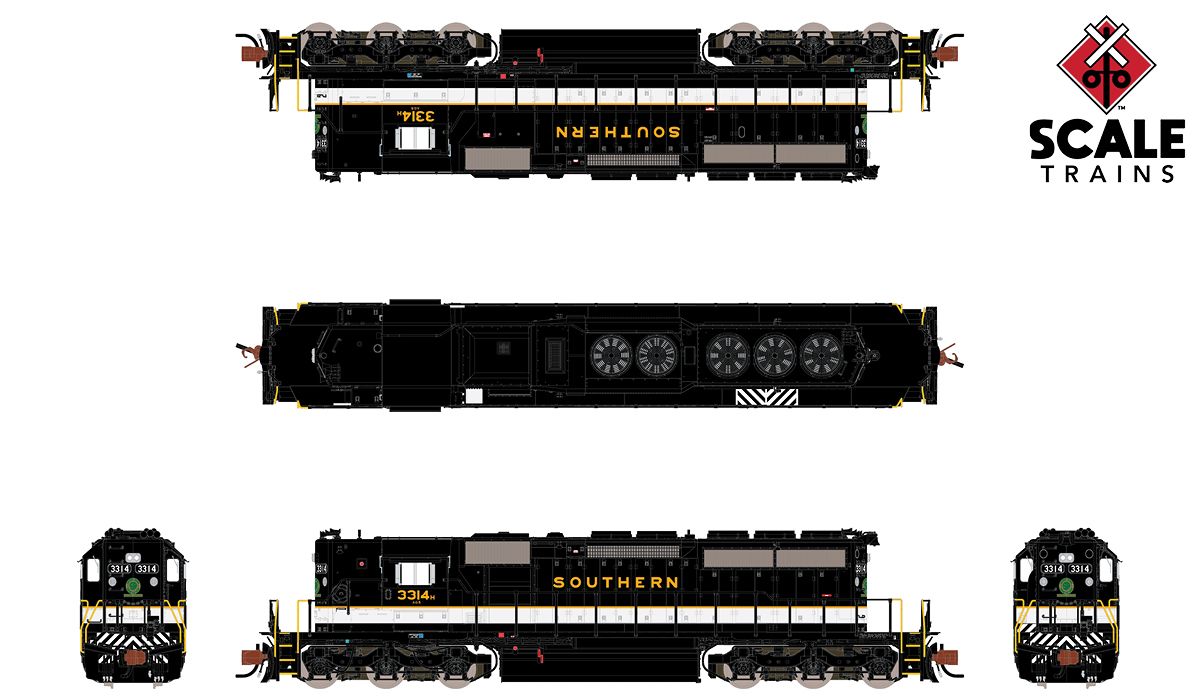 ScaleTrains Rivet Counter N SXT33817 DCC/ESU LokSound V5 Equipped EMD SD40-2 Locomotive Southern High Hood 'Dulux Lettering' SOU #3327K