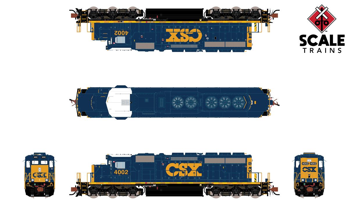ScaleTrains Rivet Counter N SXT38624 DCC Ready EMD SD40-3 Locomotive CSX 'YN3 Scheme' CSX #4012