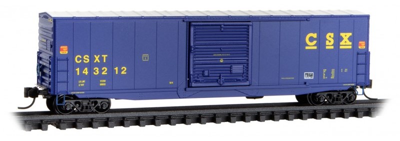 Micro Trains Line N 983 00 220 50' Boxcar with 10' Door No Roofwalk CSX 4-Pack - Jewel Cases