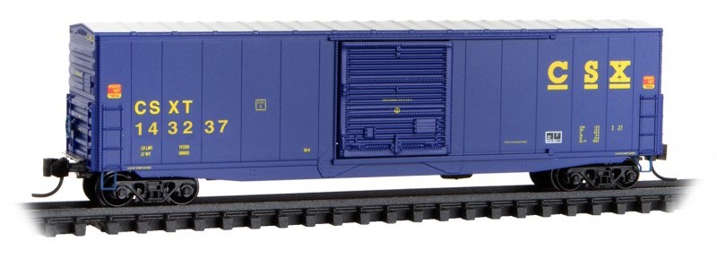 Micro Trains Line N 983 00 220 50' Boxcar with 10' Door No Roofwalk CSX 4-Pack - Jewel Cases